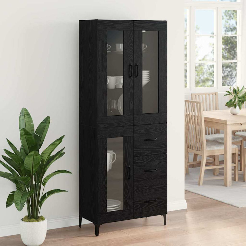  Highboard Black Oak 69.5 X 34 X 180 Cm Engineered Wood, Black Oak