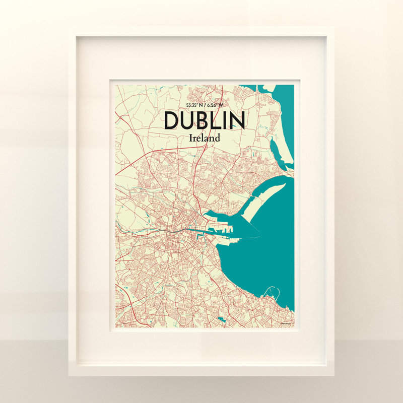 Dublin City Map In Tricolour - No Frame Print, 20cm H x 16cm W x 0.05cm D