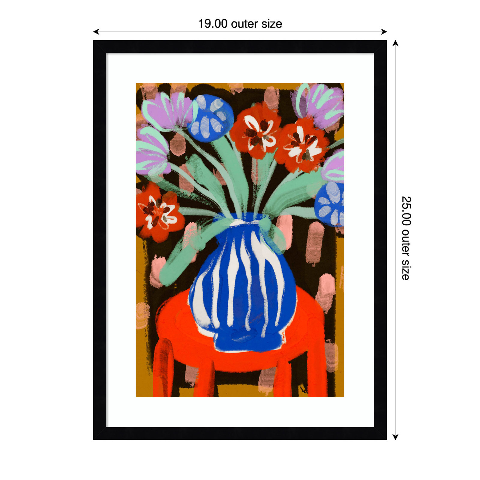 Ocilla "Floral Still Life No. 2" Print, Black, 25" H x 19" W