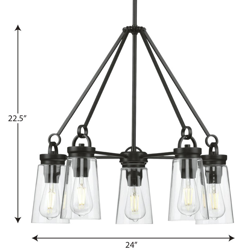 Stockbrace 5 - Light Steel Dimmable Chandelier
