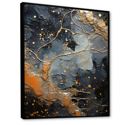 Décoration murale abstraite or et noir I - Collages abstraits