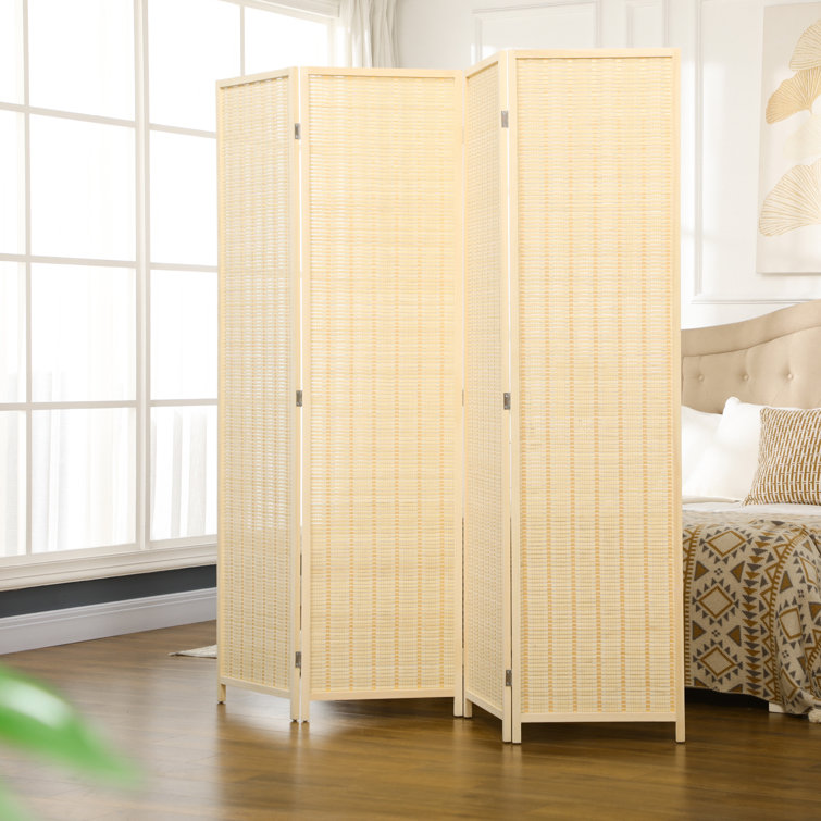 Alexsandria 180cm W x 180cm H 4 - Panel Solid Wood Folding Room Divider