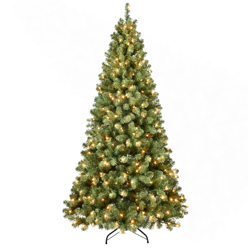 Arbre de Noël 6 pi en PVC pré-éclairé avec 300 lumières UL, 779 pointes, fil mémoire dépliable automatiquement, assemblage facile avec support en métal stable - arbre de Noël artificiel complet