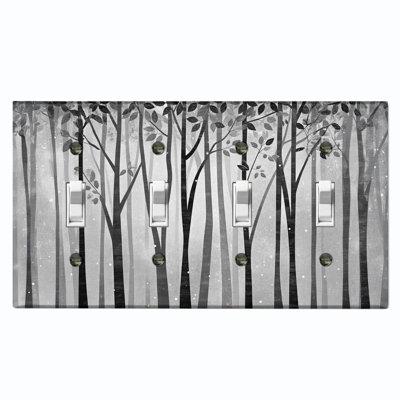 Couvercle de plaque d'interrupteur en métal; Bascule à 4 bandes US Standard - Foggy Forest