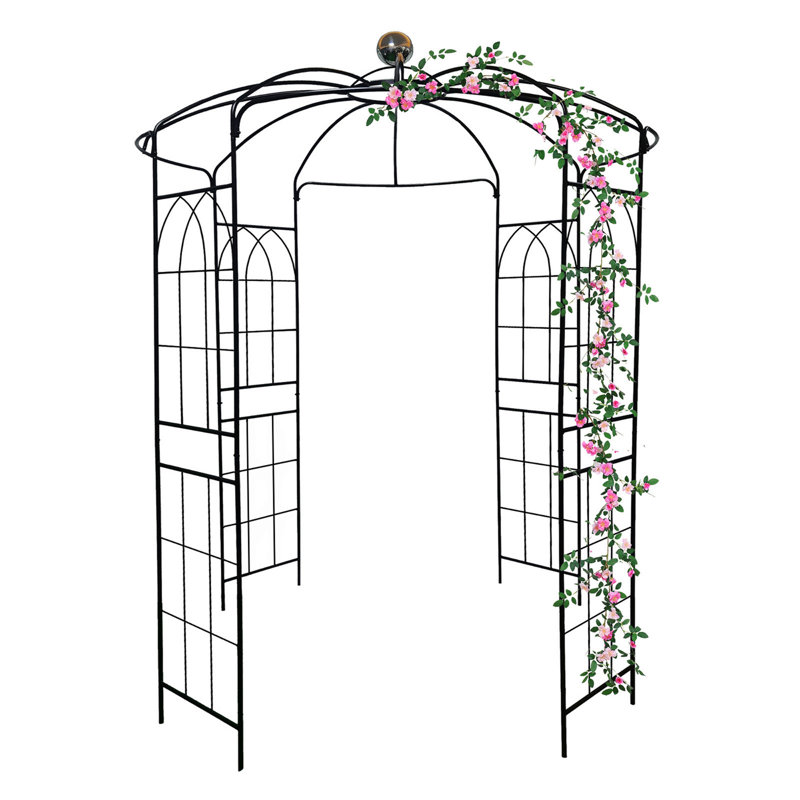 Heavy-Duty Metal Garden Arch Arbor - Powder-Coated Iron Gazebo with 0.63" Steel Tubes, Rust-Resistant Wedding Backdrop for Vines & Outdoor Decor