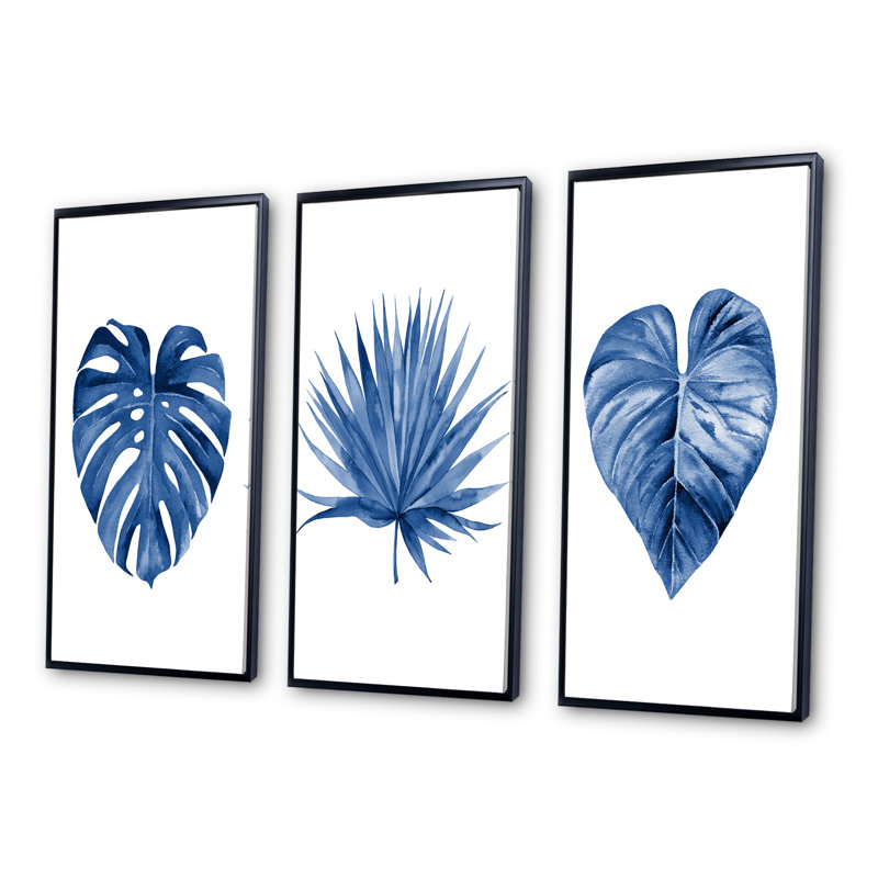 Classic Classic Tropical Leaves - 3 pièces, reproduction sur toile, Cadre noir, H 20 po x l 36 po x P 1 po
