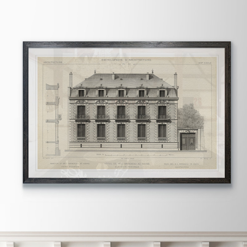 «French Facade II» - reproduction de peinture encadrée, Impression encadrée ébène, H 32 po x l 44 po x P 1,3 po