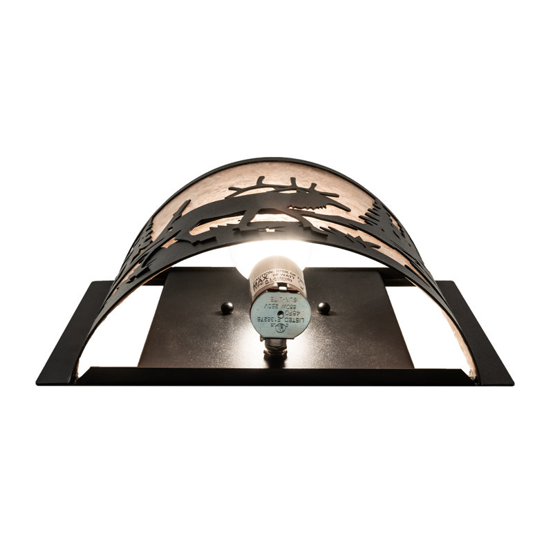 Elk at Lake 1 - Light Flush Mounted Sconce, Textured Black/Silver Mica, Textured Black