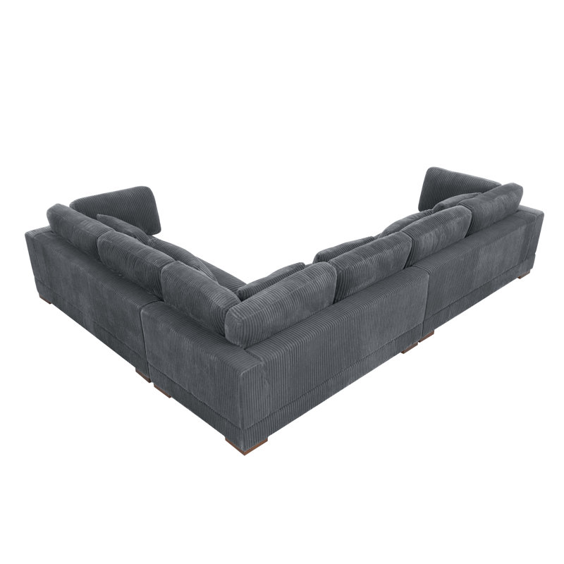 Canapé modulaire de coin de 137 po de large Rippy, Orienté à droite, Velours côtelé gris