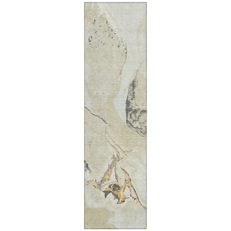 Selene Ivory Washable Indoor-Outdoor Rug - , 2'3" x 7'6"