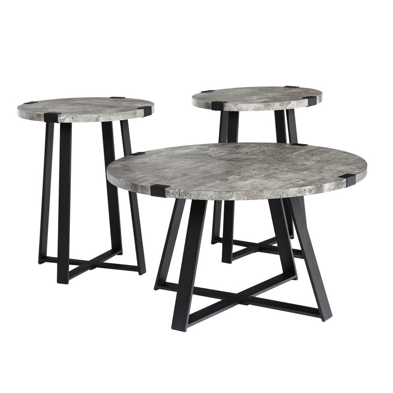Paramus 3 - Piece Living Room Table Set, Dark Concrete