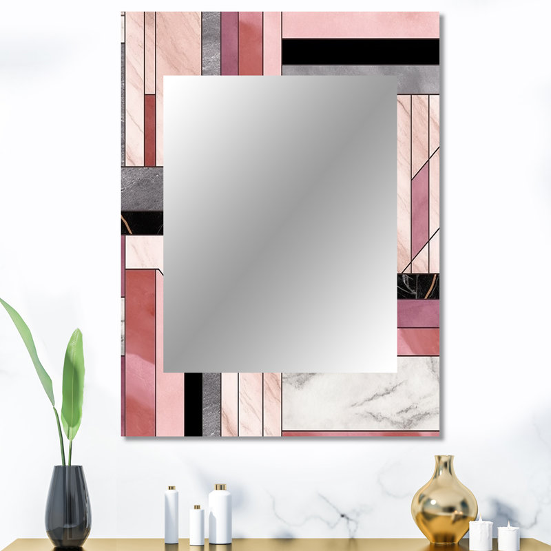 Maglio Marble Granite Agate With Touches Of Gold XII - Geometric Decorative Mirror, Modern Wall Mirror, Printed Metal Art