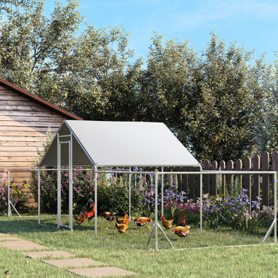 Poulailler en métal, imperméable, spacieux pour poulets, canards, lapins, 23 pi x 6,6 pi 6,4 verges,