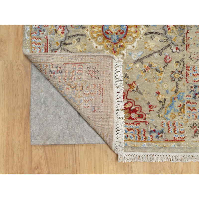 Tapis de couloir beige en laine et en soie 2 pi 6 po x 24 pi 1 po C04DD408F2874040A9AE146672D98178