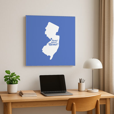 Home Sweet Toms River — New Jersey State Silhouette — Square Metal Wall Art