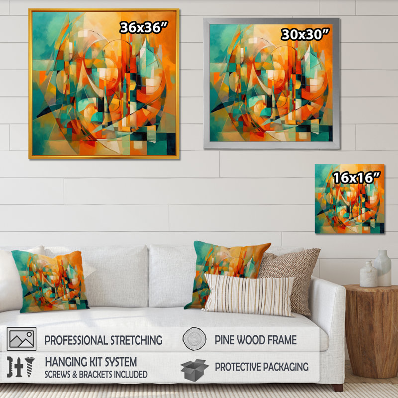 «Abstracting The Cubist Form IV - Abstract Cubism», art mural, Cadre photo noir, H 16 po x l 16 po x P 1 po