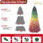 Sapin de Noël floqué coloré de 1,80 m avec effet dégradé arc-en-ciel, 1326 branches, aspect givré et enneigé, structure articulée et base en métal pour une installation stable et décorative pendant les fêtes.