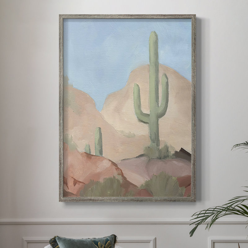 «Sunny Saguaro I», reproduction encadrée - bois massif, H 21 po x l 17 po