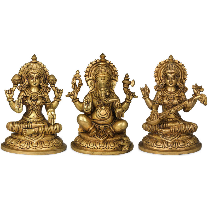 Ensemble de 3 figurines Lakshmi Ganesha Saraswati