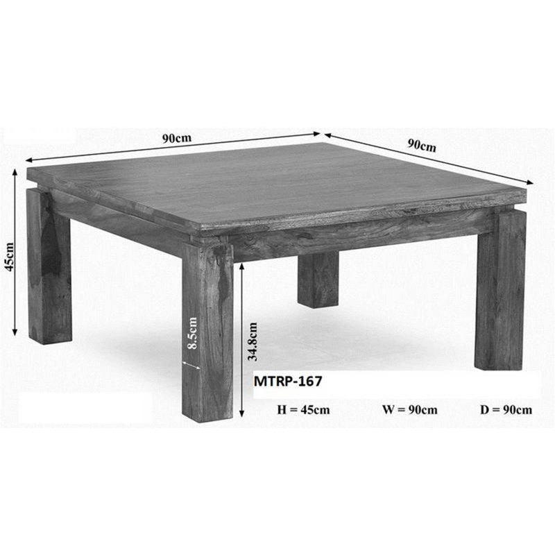 Metro Solid Wood Four Leg Coffee Table, Grey