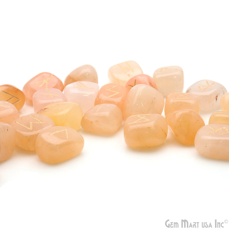 Carved Stone Accent Set, Zen Stone Décor, Yellow Agate Tumbled Gemtones, 25 Pcs, Small (3 to 5 OZ)