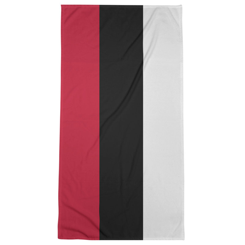 Cotton Blend Beach Towel, Red/Black/Silver