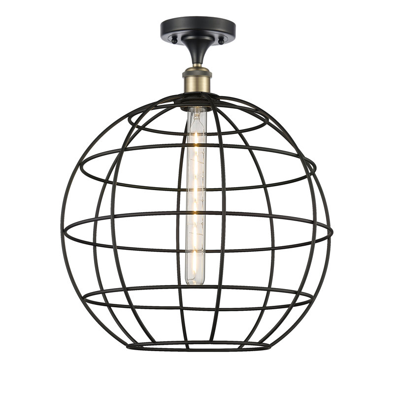 Ariyauna Semi Flush Mount, 19.25" H x 16" W x 16" D, Black Antique Brass