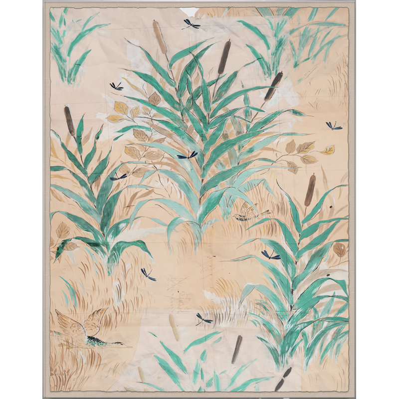 Les Roseaux par Paule Marrot - reproduction imprimée, Boîte en acrylique, H 56 po x l 44 po x P 1,25 po