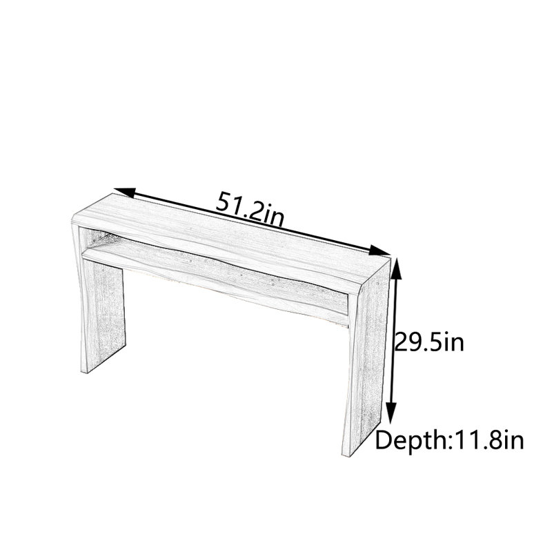 Solid Wood Entryway Table, 29.5" H x 51.2" W x 11.8" D