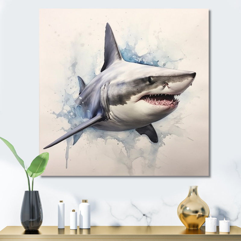 " Fierce Shark I ", 30" H x 30" W x 1" D, Wrapped Canvas