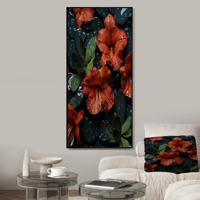 Singulier beauté des rhododendrons rouges - art mural rhododendron