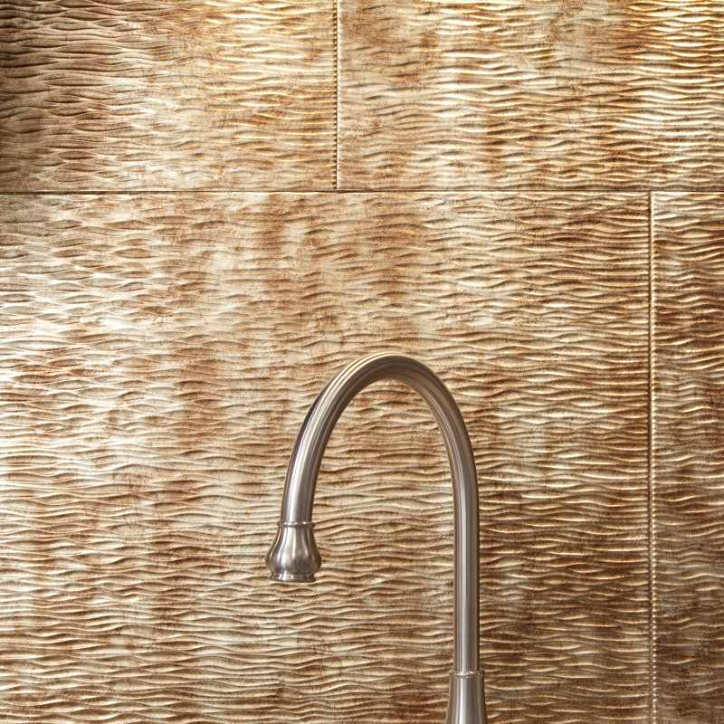 FASÄDE Ripple Decorative Vinyl 18.25in x 24.25in Backsplash Panel, Bermuda Bronze