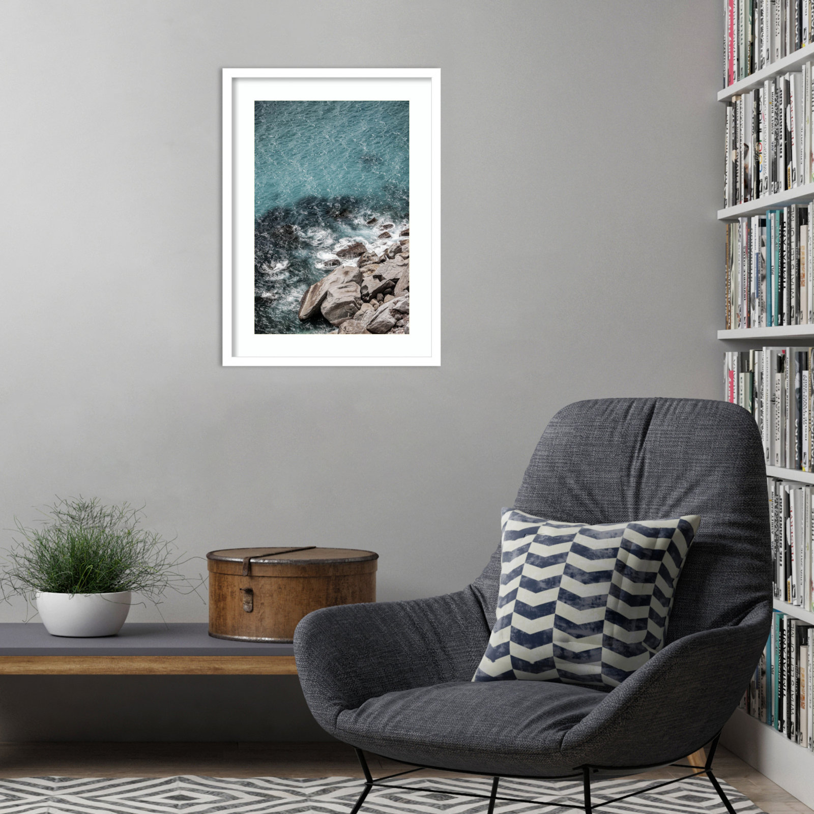 Pacetti "Aqua Sea Shores" Print, White, 25" H x 19" W