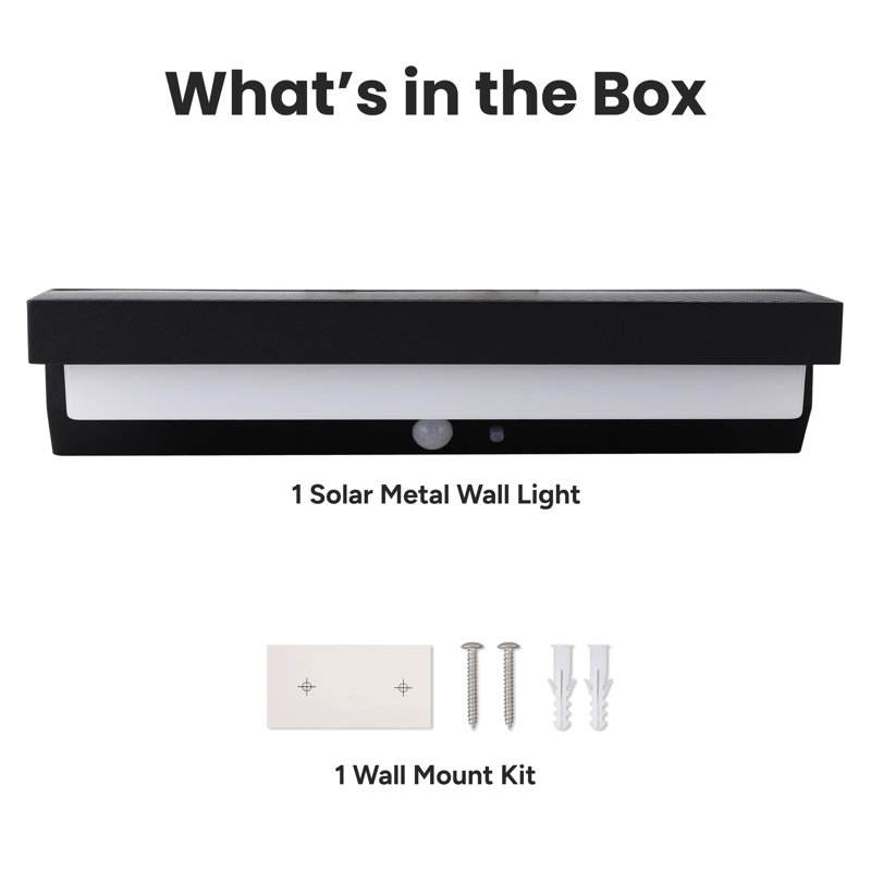 Outdoor Solar Aluminum Long Wall Sconce With Motion Sensor & LED Lightbar