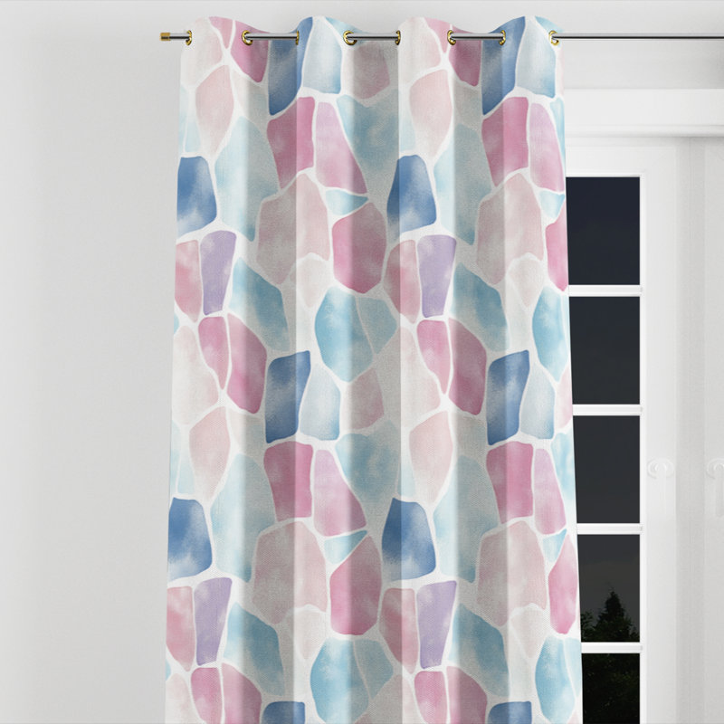 Rideaux Patchwork For Kids - Rideau géométrique en mosaïque pastel avec œillets - 1 panneau, Œillets dorés