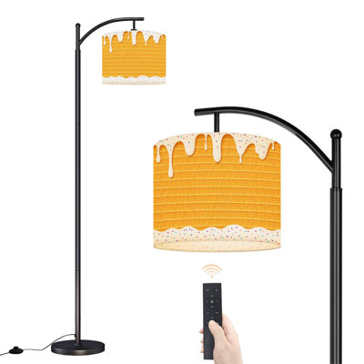 Lampe sur pied à arc avec abat-jour ajustable Goutte de crème glacée blanche Gaufrette gaufrée à texture abstraite Lampe sur pied à 3 températures de couleur à intensité variable avec lampe sur pied pour la chambre à coucher