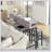 59 Inch Farmhouse Bar Table with Power Socket, LED Light, and 3 Saddle Stools for Living and Dining Rooms