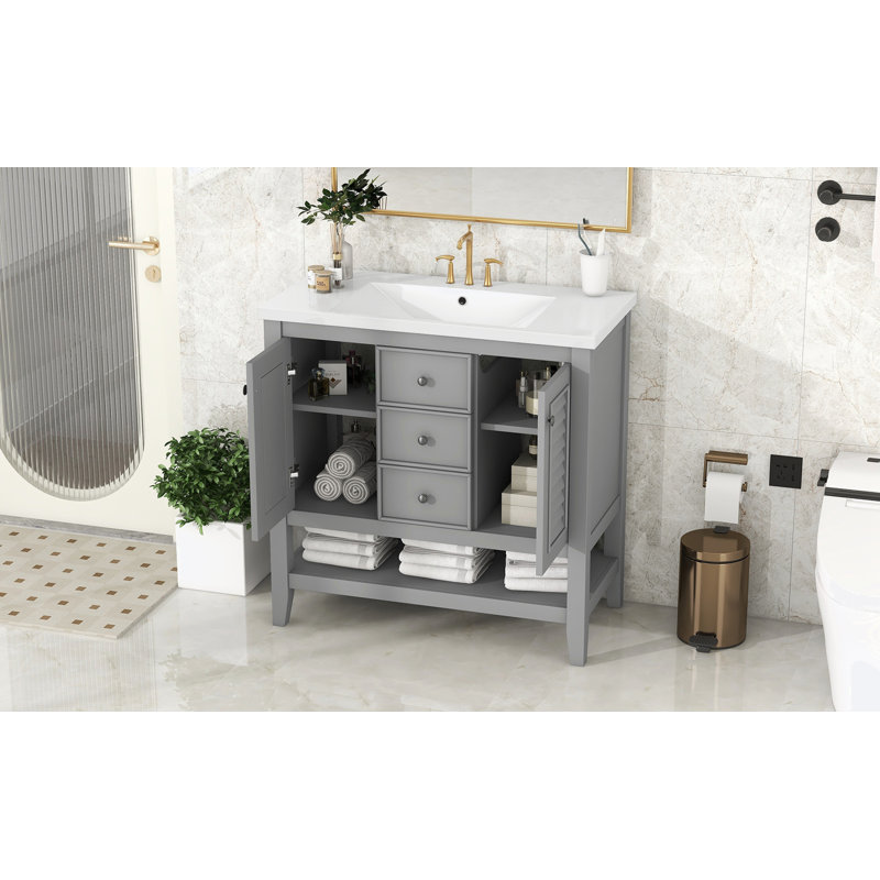 Rangement pour salle de bain Laroque, Gris