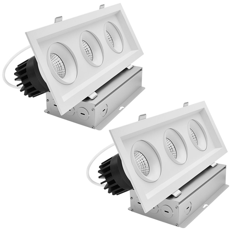Projecteur encastré rectangulaire à 3 têtes DEL Luxrite, Blanc