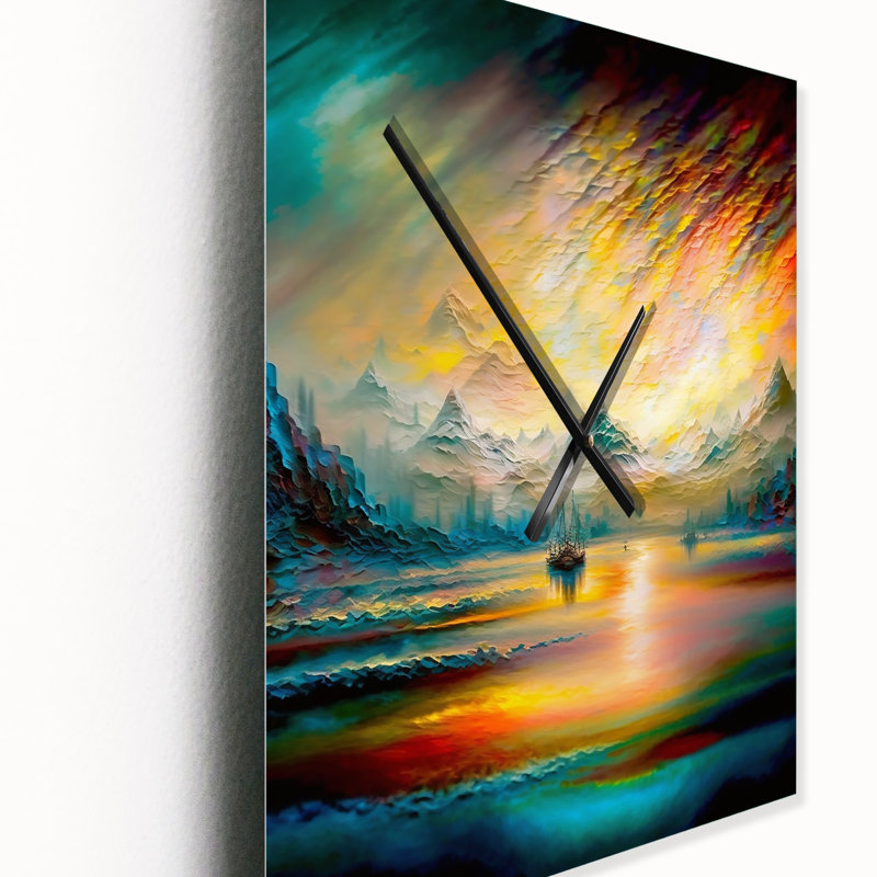 Horloge murale moderne Mystical Aurora Borealis, Grand