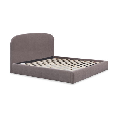 NORDIC UPHOLSTERED ROUND QUEEN BED BROWN VELVET BLACK BLACK