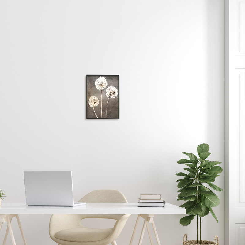 Fluffy Dandelion Plants Wildflower, Giclée encadrée noir minuit, H 14 po x l 11 po x P 1,5 po