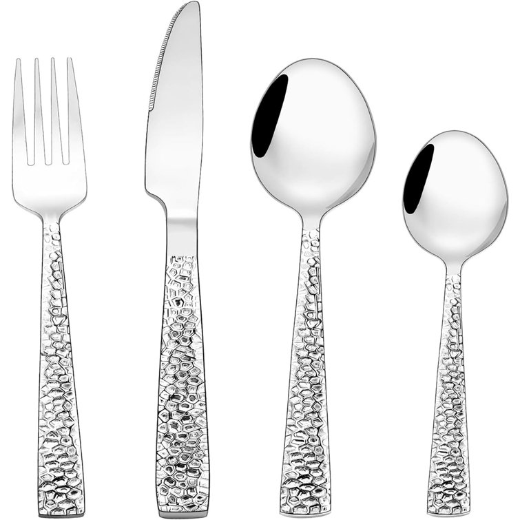 32-Piece Silverware Set, 8-Piece Heavy-Duty Stainless Steel Flatware Set, Dishwasher Safe
