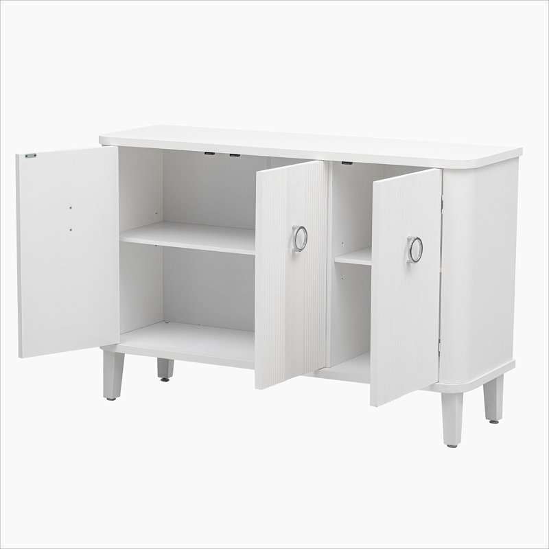 Cabinet Fraxinus Mandschuric simple et simple en placage de bois massif, Blanc