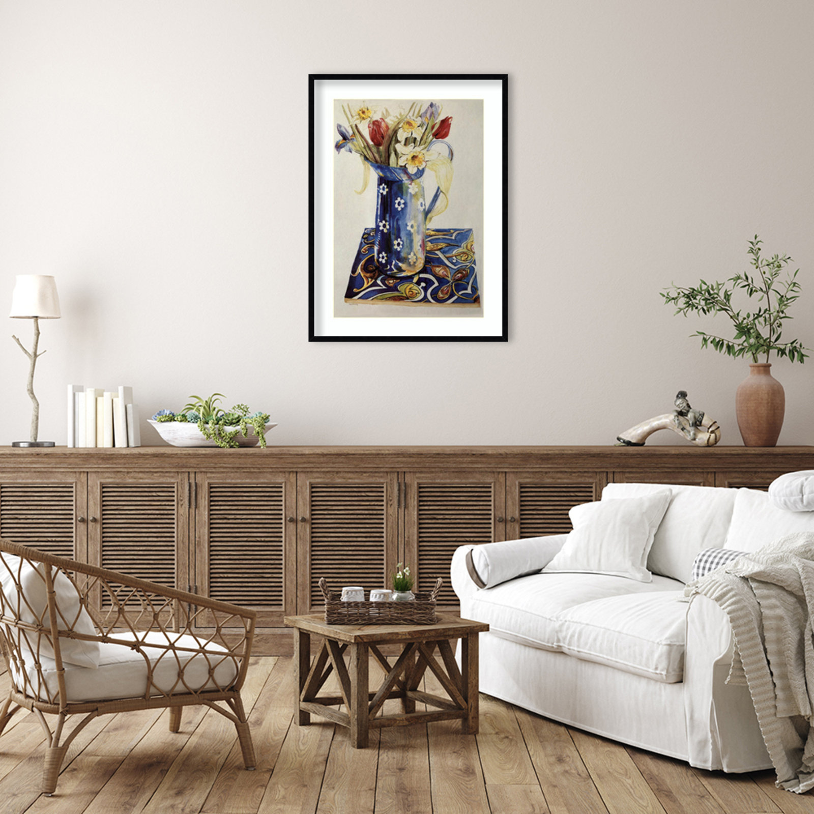 Tulips Print by Joan Thewsey, 41" H x 31" W, Black