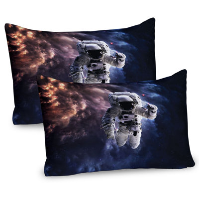 Ambesonne Astronaut Pillow Sham 2 Pack Realistic Space Suit 30"x20" Night Blue Multicolor