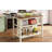 Solid Wood Rustic 45" Stationary Kitchen Island, Rubber Wood Butcher Block Dining Table Prep Table with 2 Open Shelves for Small Places,Walnut+Cream White