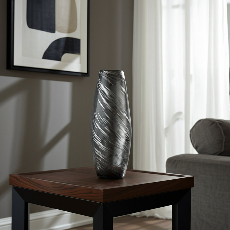 Glass Vase Handmade Glam-Style Modern Decorative Sleek Stylish Accent Piece for Home Decor, 20" H x 7" W x 7" D