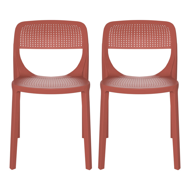 Outdoor Stacking Dining Side Chair, Red