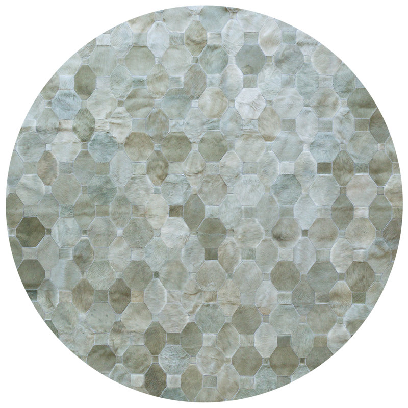 Art Hide Cowhide Area Rug in Green, Round 4'
